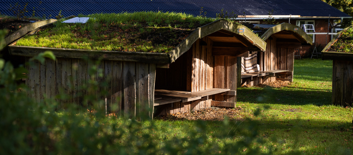 De forskellige shelters på Kongeådalens Efterskole